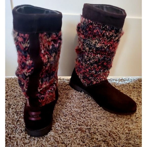 Toms Serra Slouchy Sweater Knit Suede Boots Sz 8 - Picture 2 of 10